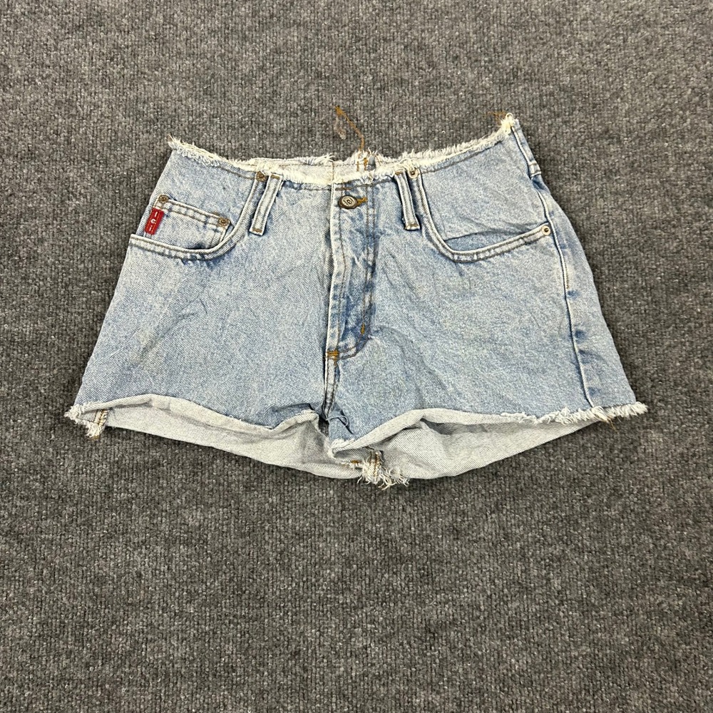 L.E.I. Shorts Womens Size 26 Blue Light Wash Raw Hem High Waisted Denim Cutoffs
